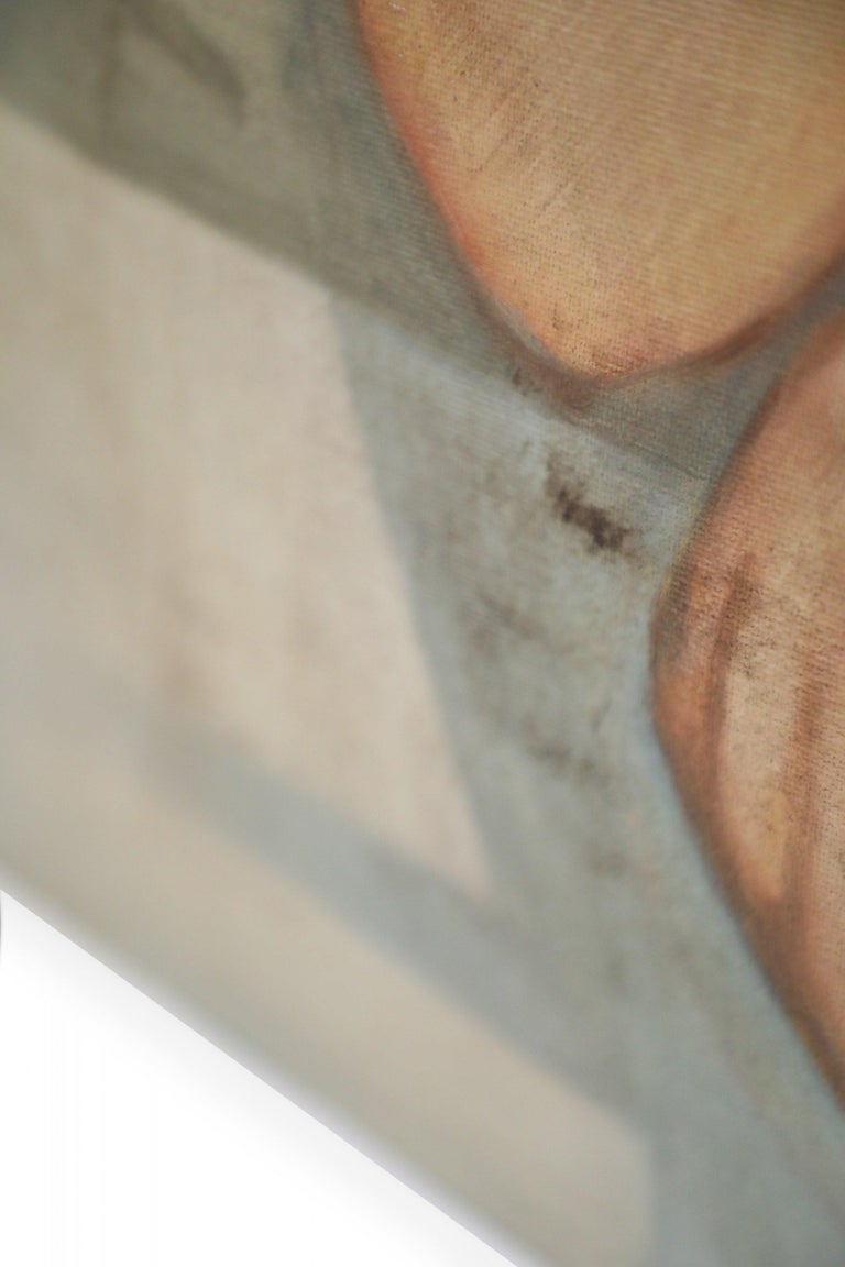 Woman with Paper Fan Portrait Painting on Canvas For Sale at 1stDibs