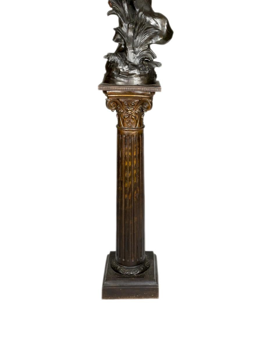 Cast Woman with Roses Sculpture by Auguste Moreau, 19th Century For Sale