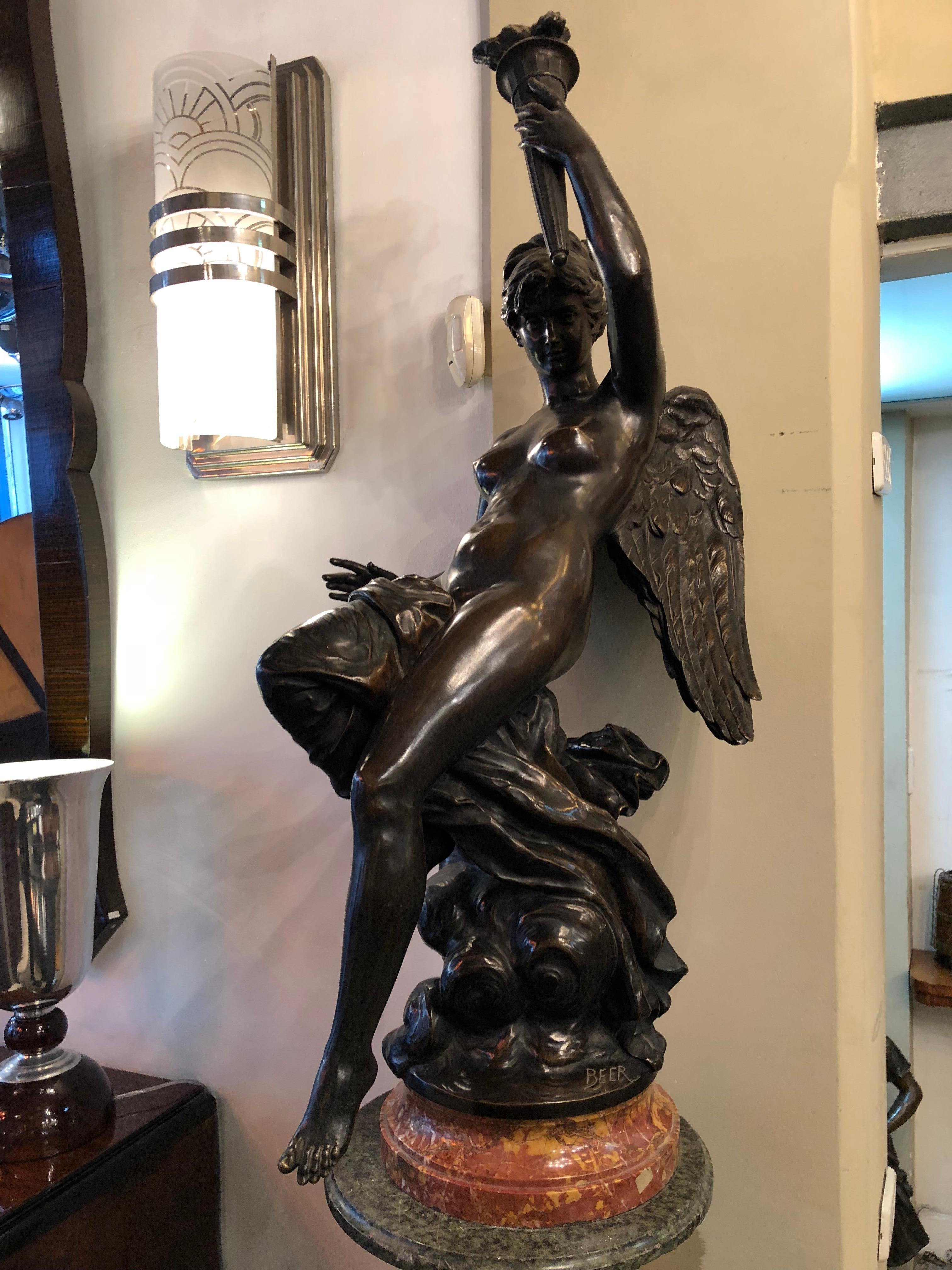 Liberty Liberty-Skulptur aus Bronze und Marmor, signiert: Beer im Angebot 3