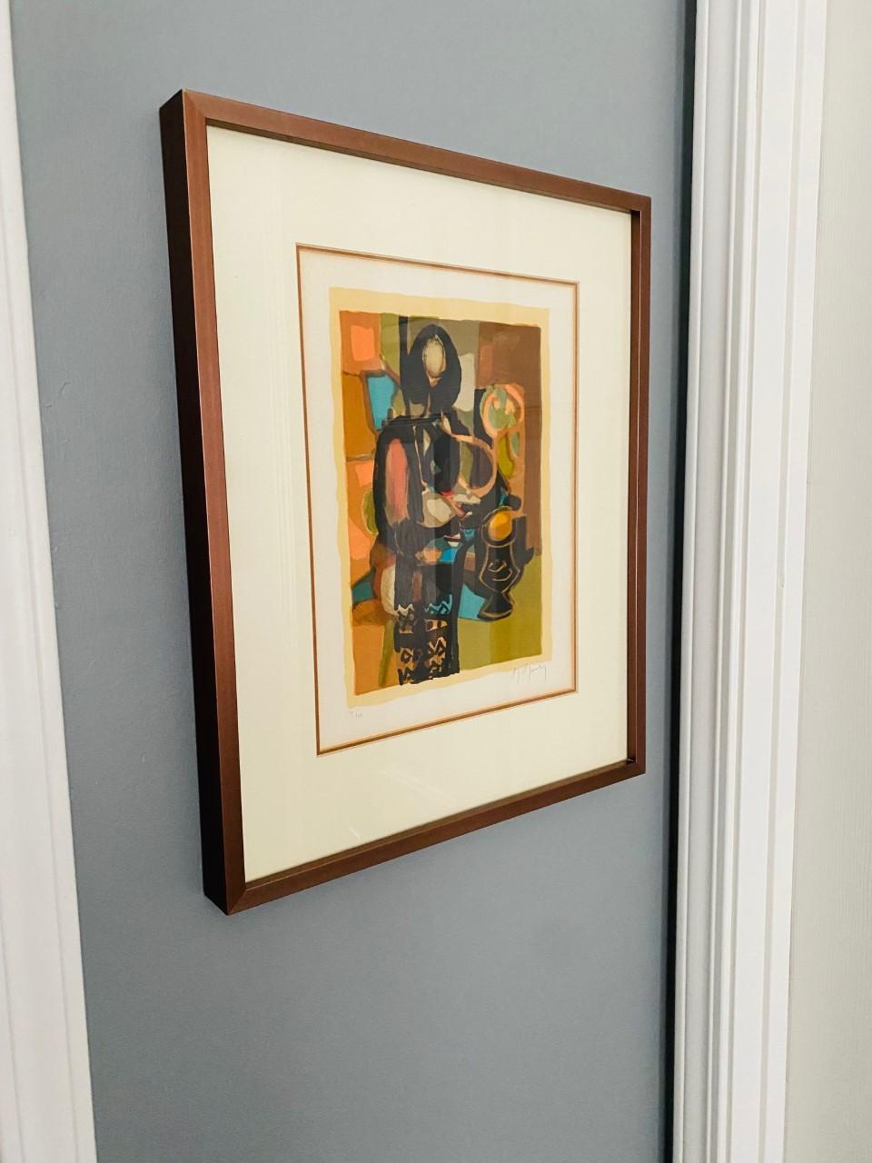 French Woman with Vase by Marcel Mouly 'France, 1918-2008' Signed Serigraph 19/200