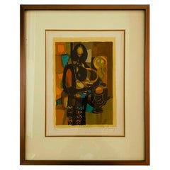 Donna con vaso di Marcel Mouly 'Francia, 1918-2008' Serigrafia firmata 19/200