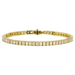 Woman's Emerald-Cut Diamond Tennis Bracelet in 14k Yellow Gold 8.97 Cttw