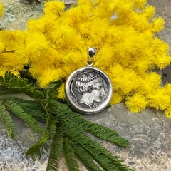 WOMAN'S FACE Genuine Ancient Greek coin 405-380 BC Silver Pendant