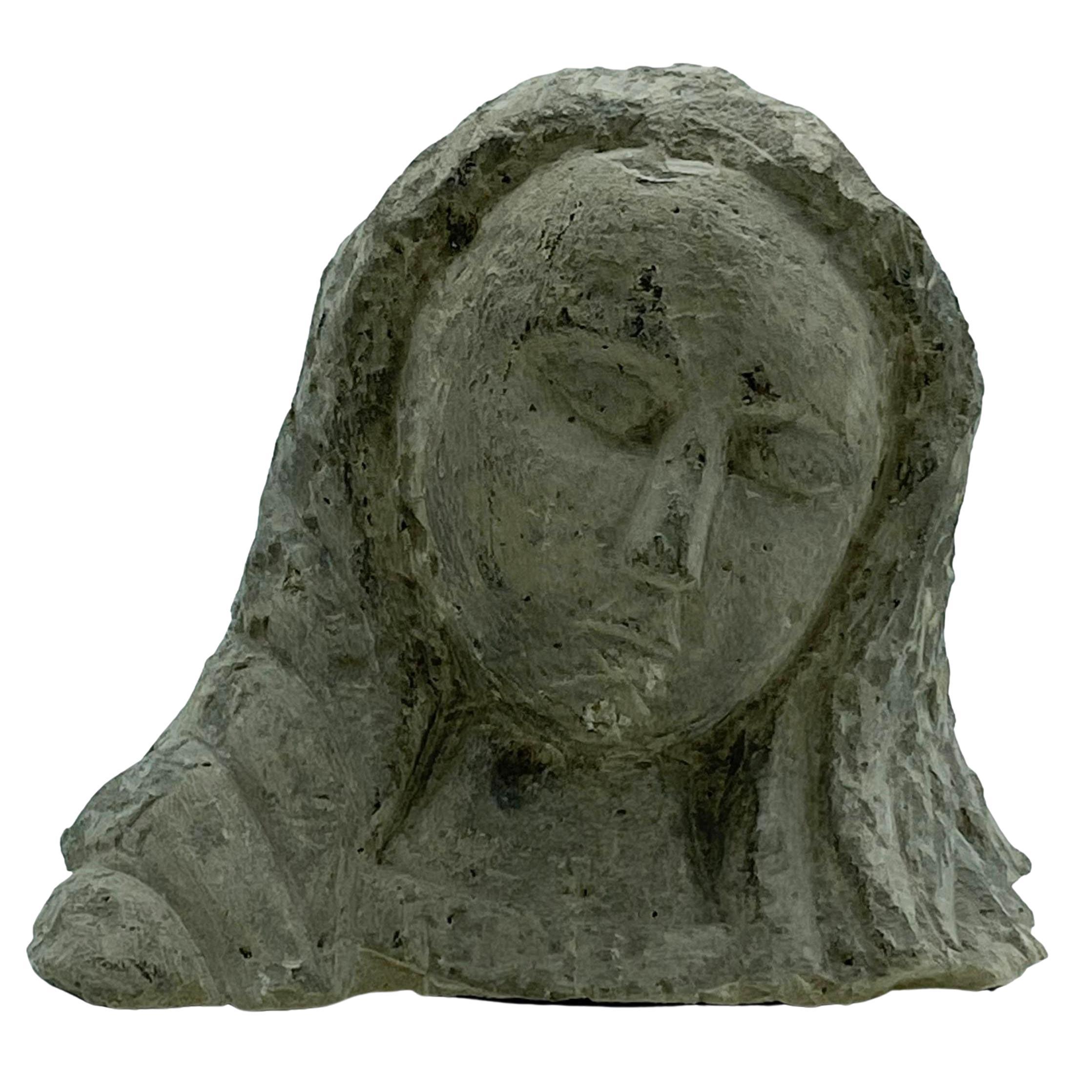 Face de femme, sculpture de Tufa, Italie, années 1960