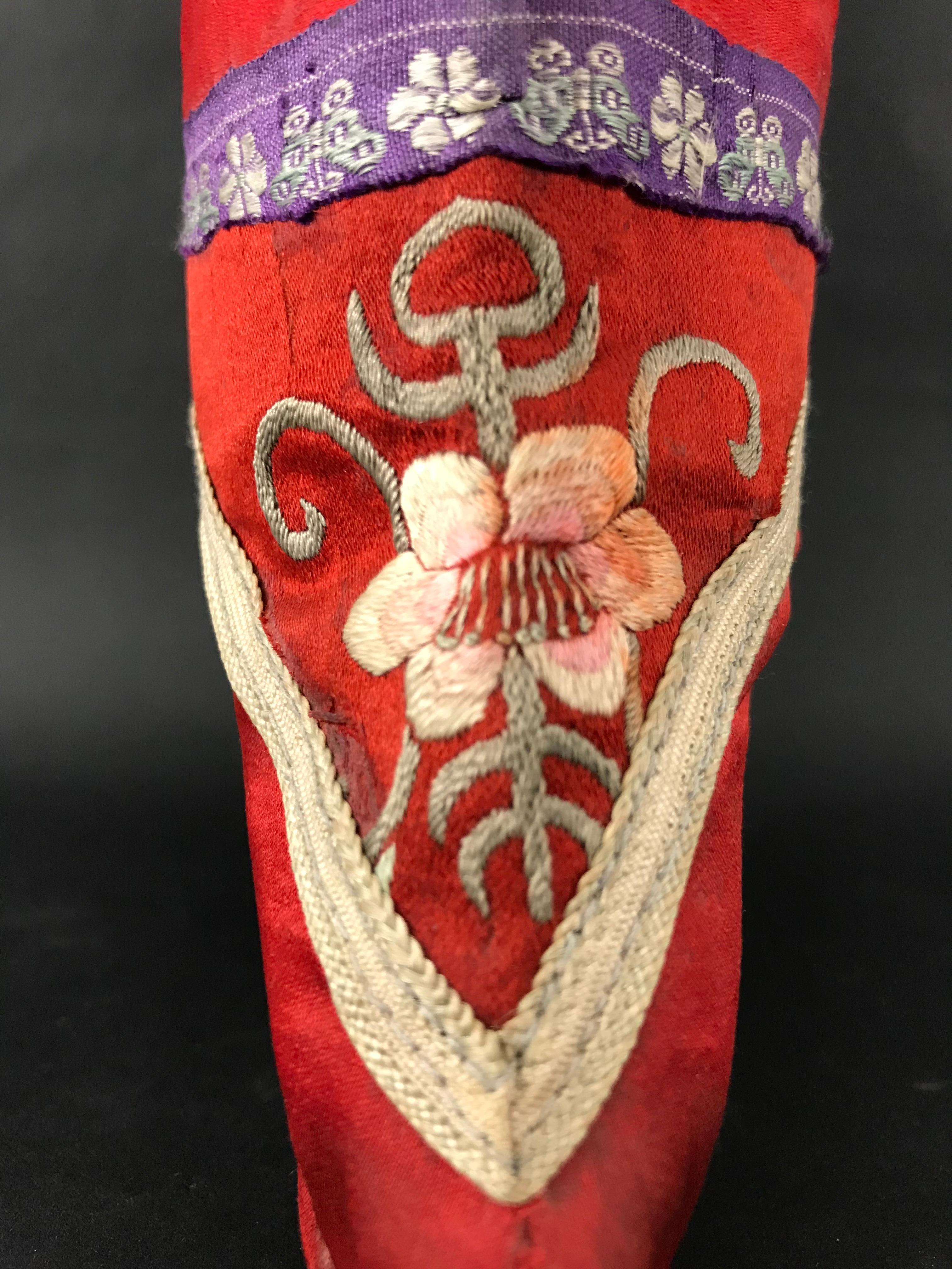 Late 19th Century Woman's Footwear with Bandaged Feet, China, circa 1900
