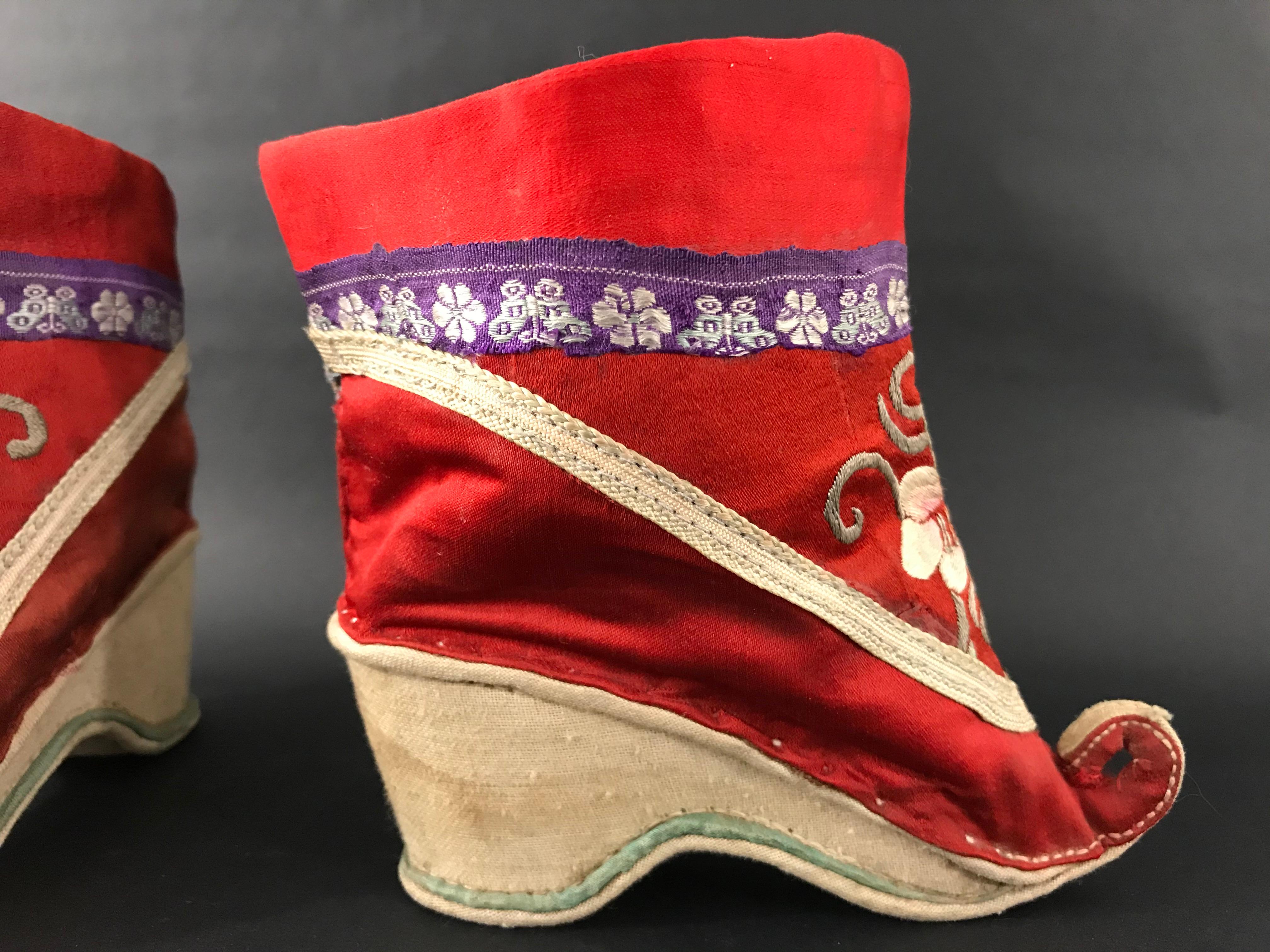 Embroidered Woman's Footwear with Bandaged Feet, China, circa 1900