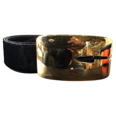 Woman’s Gucci Pony Hair Belt with Brass Buckle