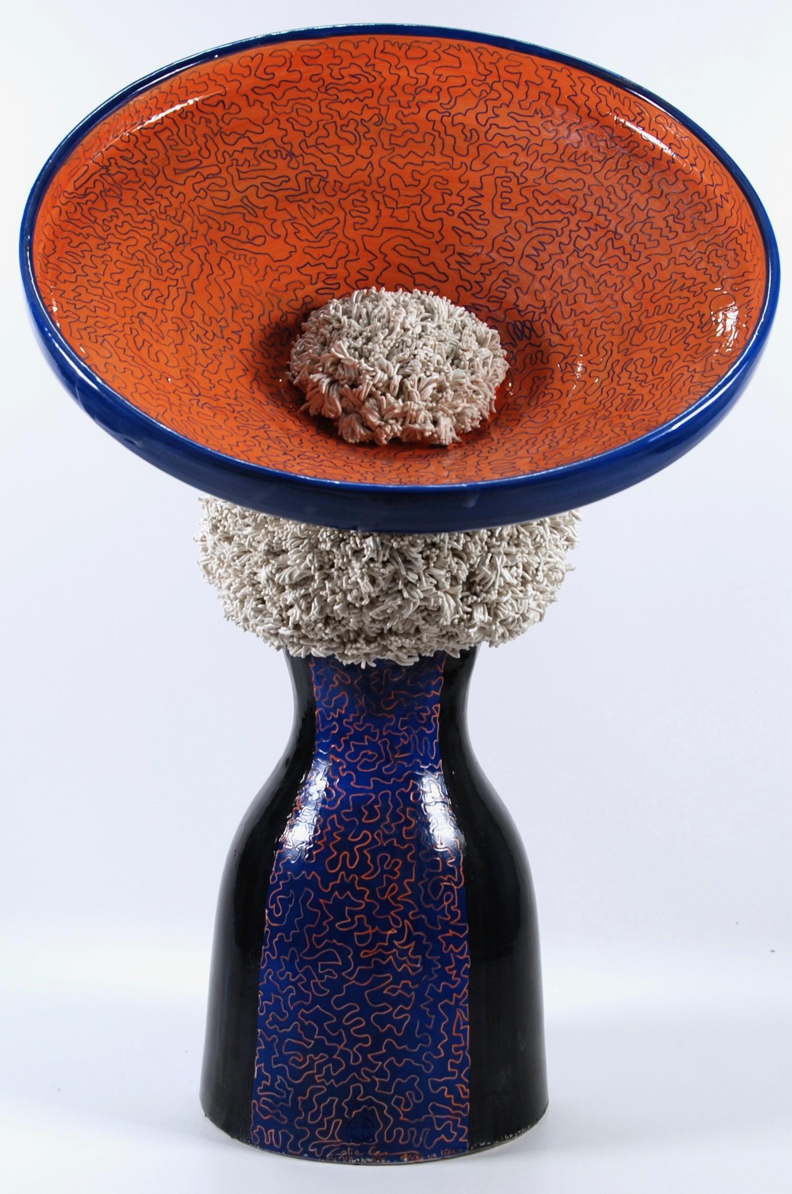 Pieza de Cerámica Decorativa Cabeza de Mujer Azul, Hecha a Mano Italia, 2021, Artesanal Moderno en venta
