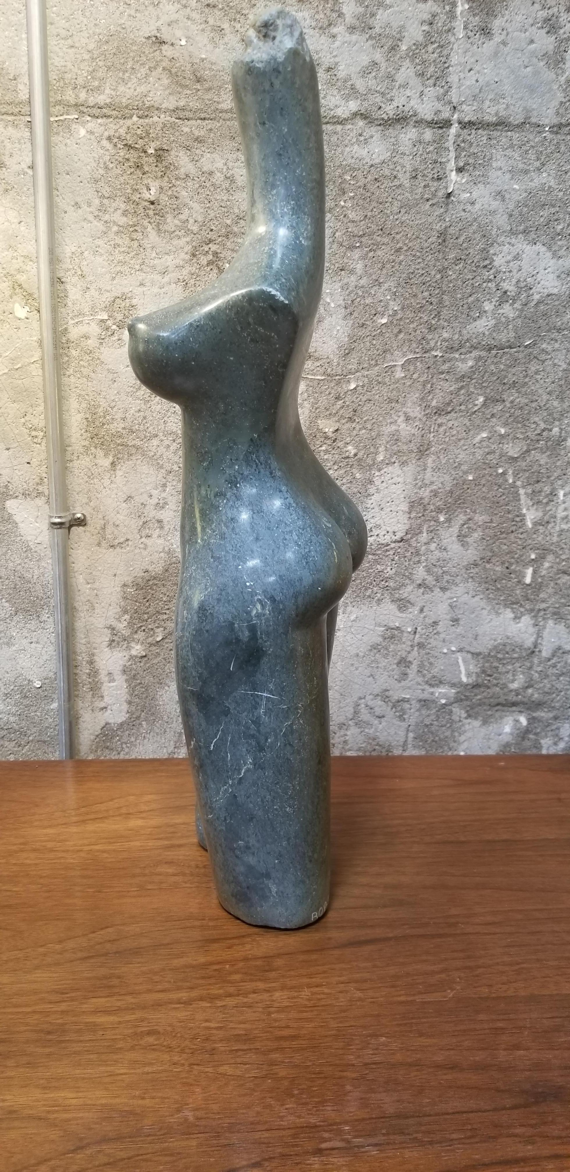 Woman's Torso Carved Stone Sculpture by Robert Chimika In Excellent Condition For Sale In Fulton, CA