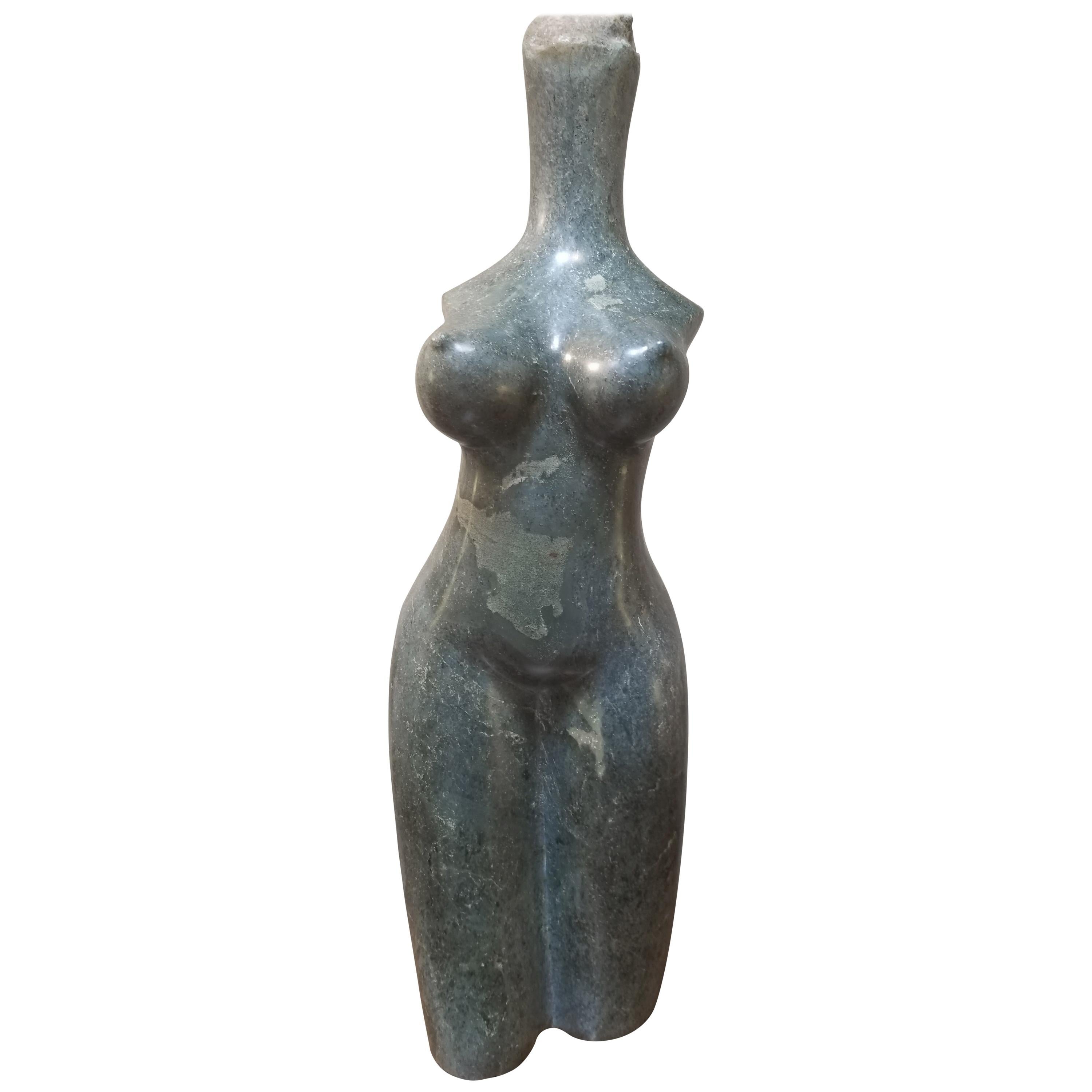 Woman's Torso Carved Stone Sculpture by Robert Chimika For Sale