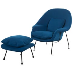 Vintage Womb Chair and ottoman by Eero Saarinen Produced by Knoll First Edition, Europe