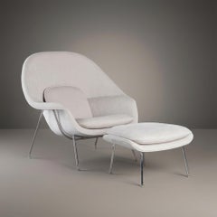 Silla y Otomana Womb en Chenilla Gris Performance de Eero Saarinen para Knoll