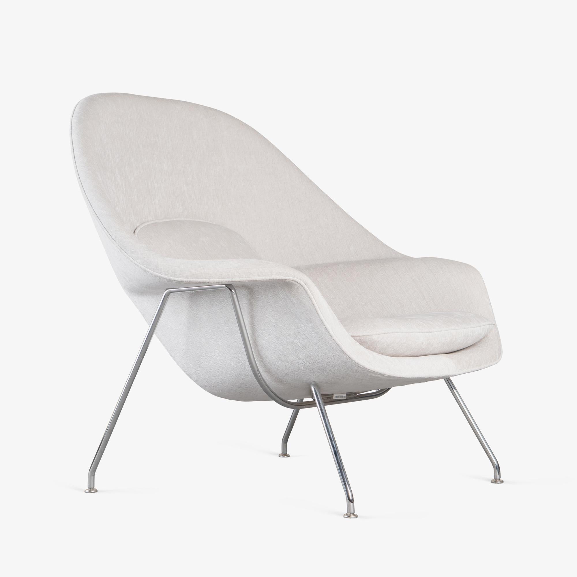 Sedia e ottomana Womb in ciniglia grigio performance di Eero Saarinen per Knoll in vendita 2