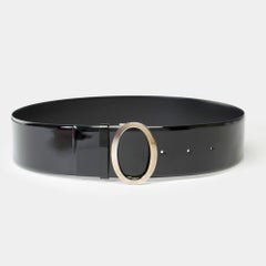 Women Cartier Belt in black patent leather and silver buckle