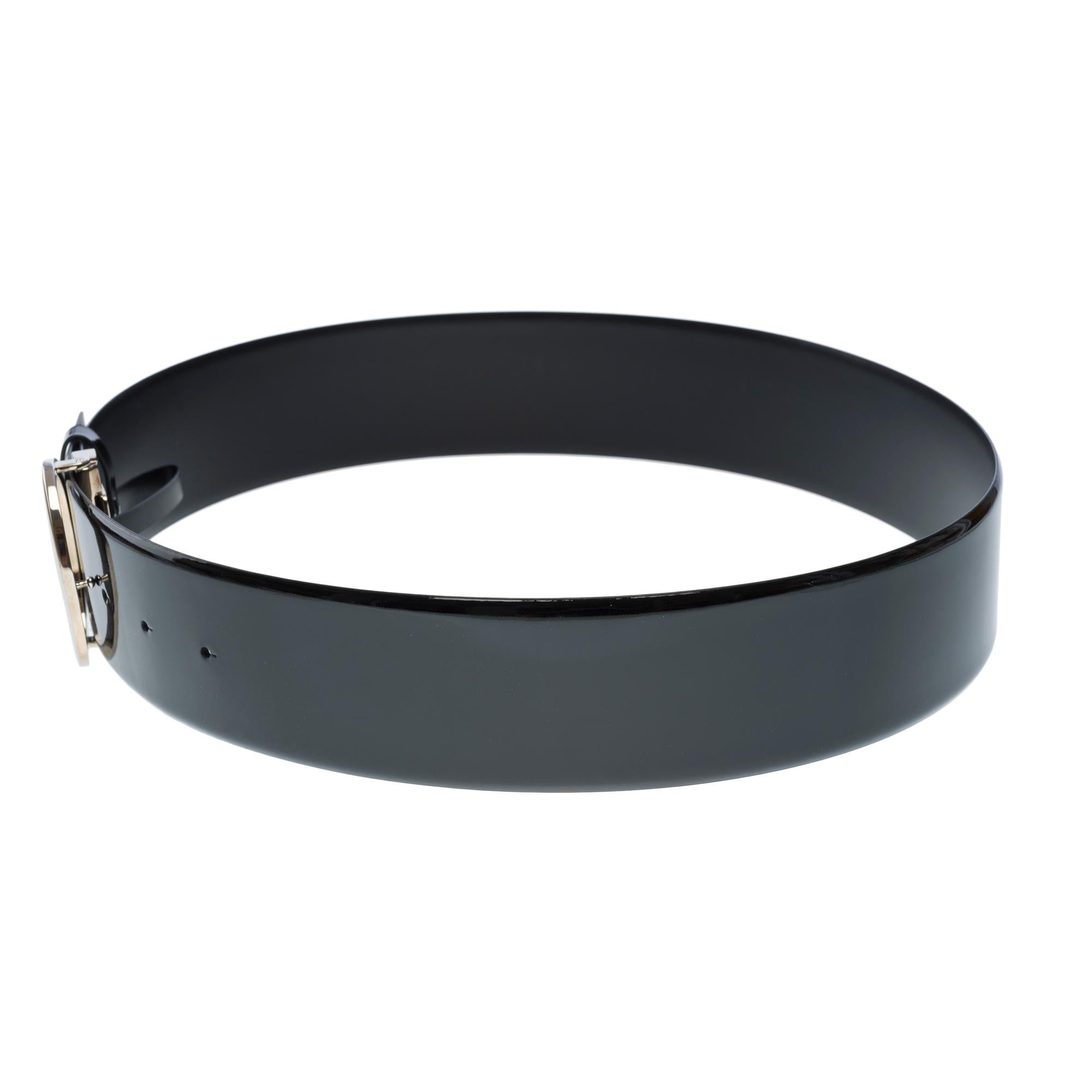 Women Cartier Belt in black patent leather and silver buckle For Sale 1