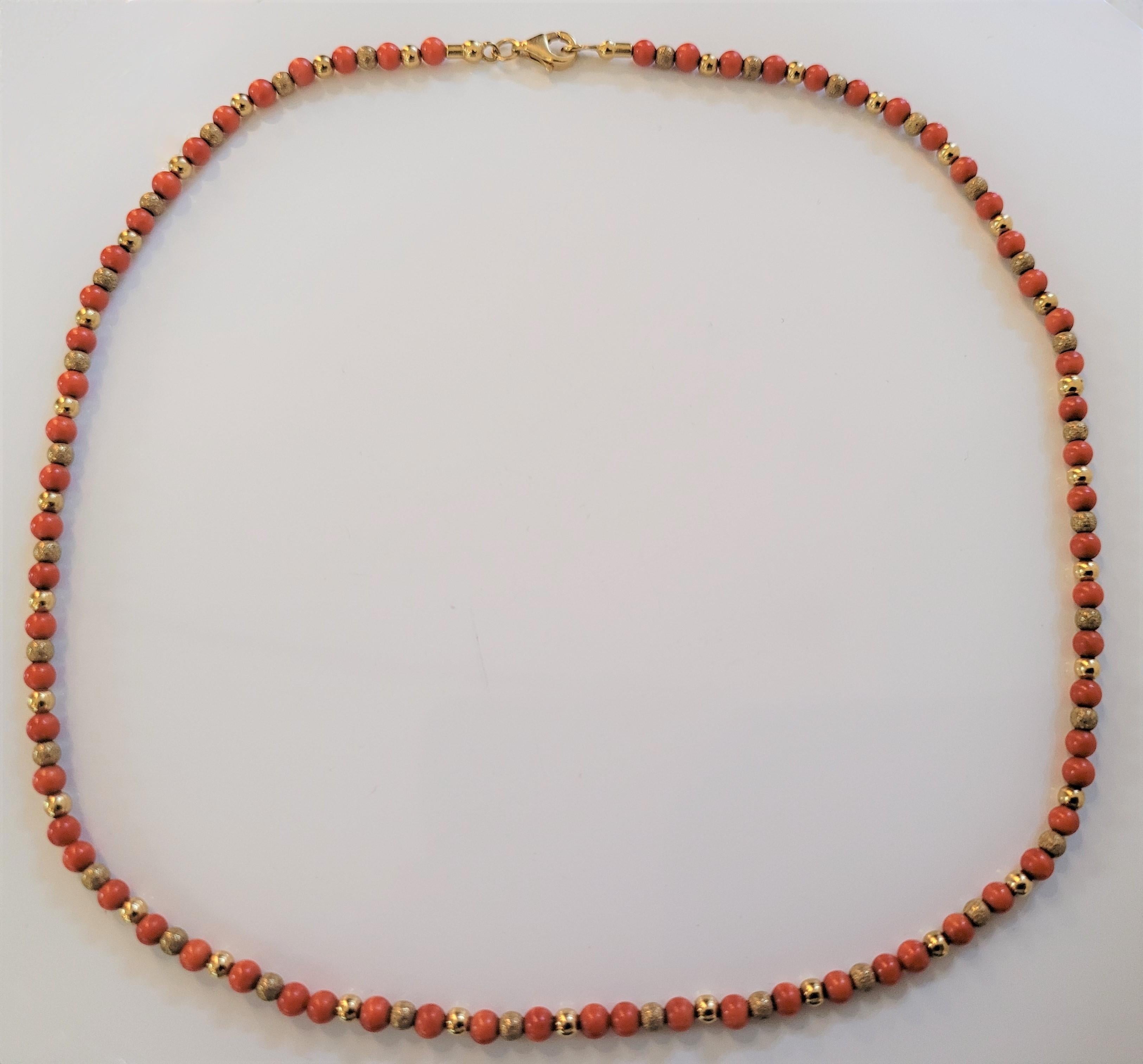 Unbranded Coral Bead Chain
Metal 14K yellow Gold 
Coral Beads 3.3mm
Chain Length 17'' Long
Chain Weight 11.7gr
Gender Women
Condition New, without tags 
Retail Price:$3000