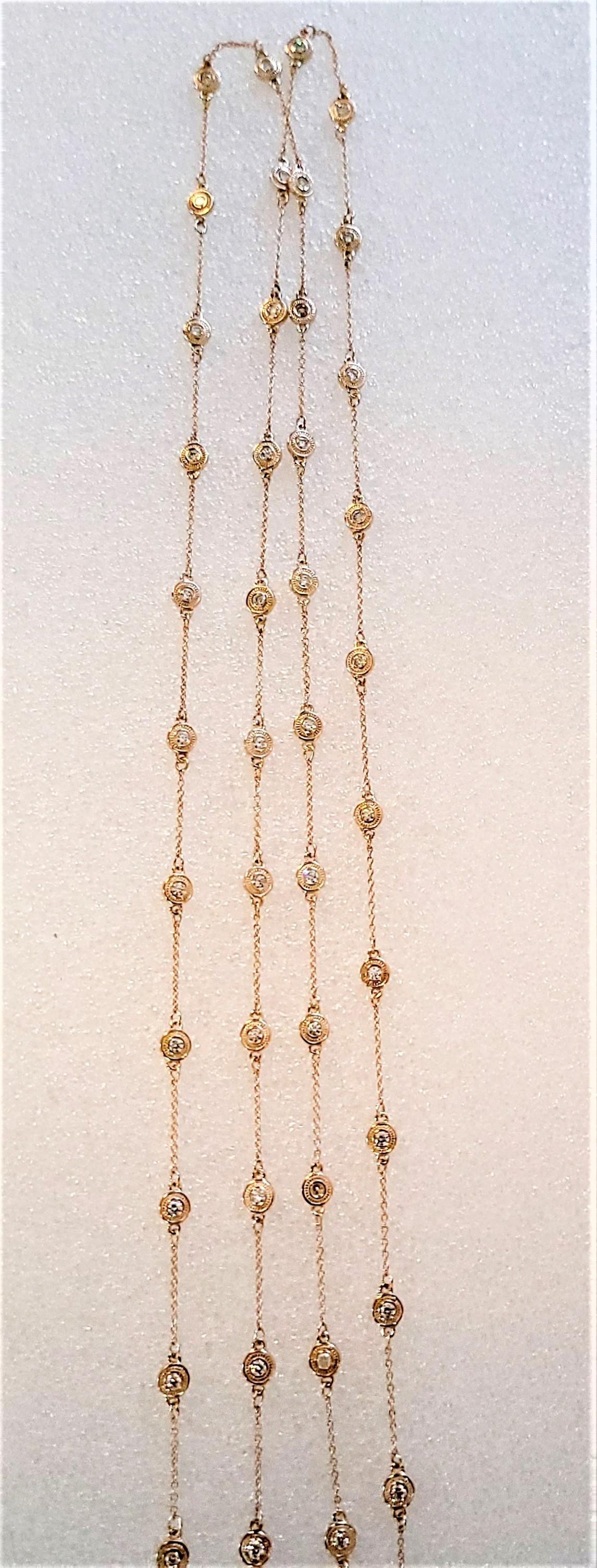 Women's Women Diamond By The Yard  Chain in 14K Rose Gold 38'' Long For Sale