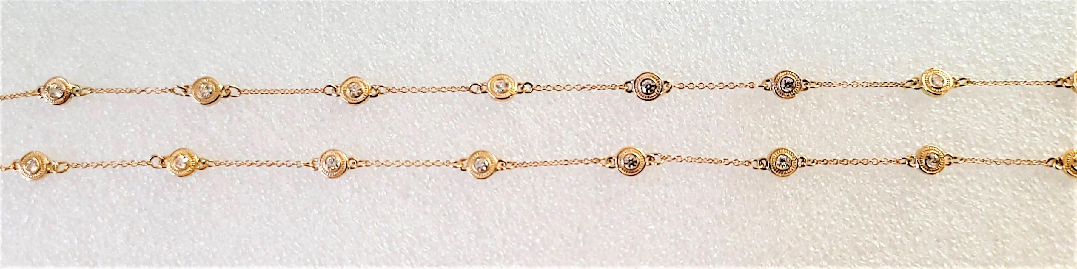 Women Diamond By The Yard  Chain in 14K Rose Gold 38'' Long For Sale 1