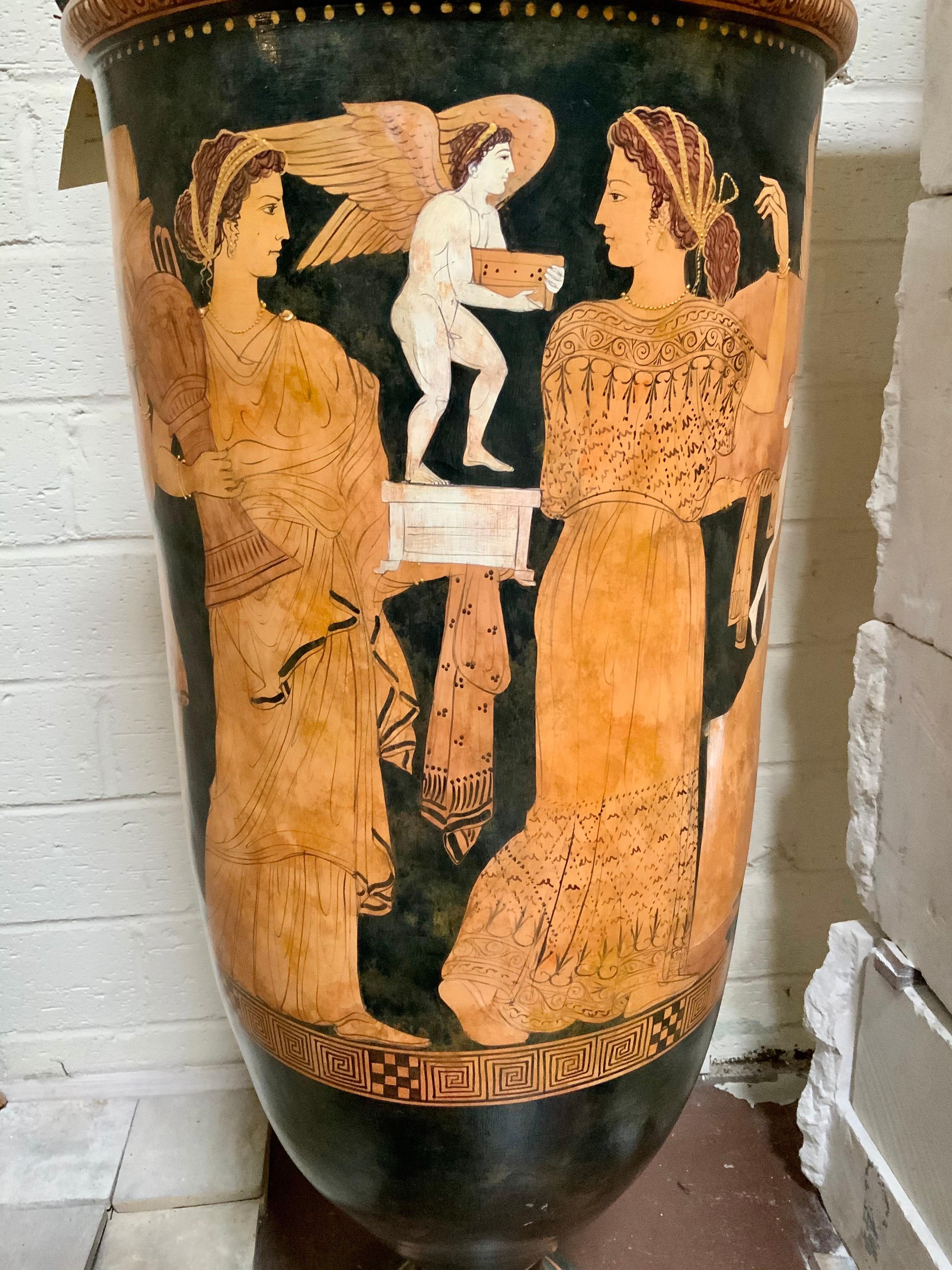 Terracotta Contemporary Women in the Market Decorative Urn Pitcher