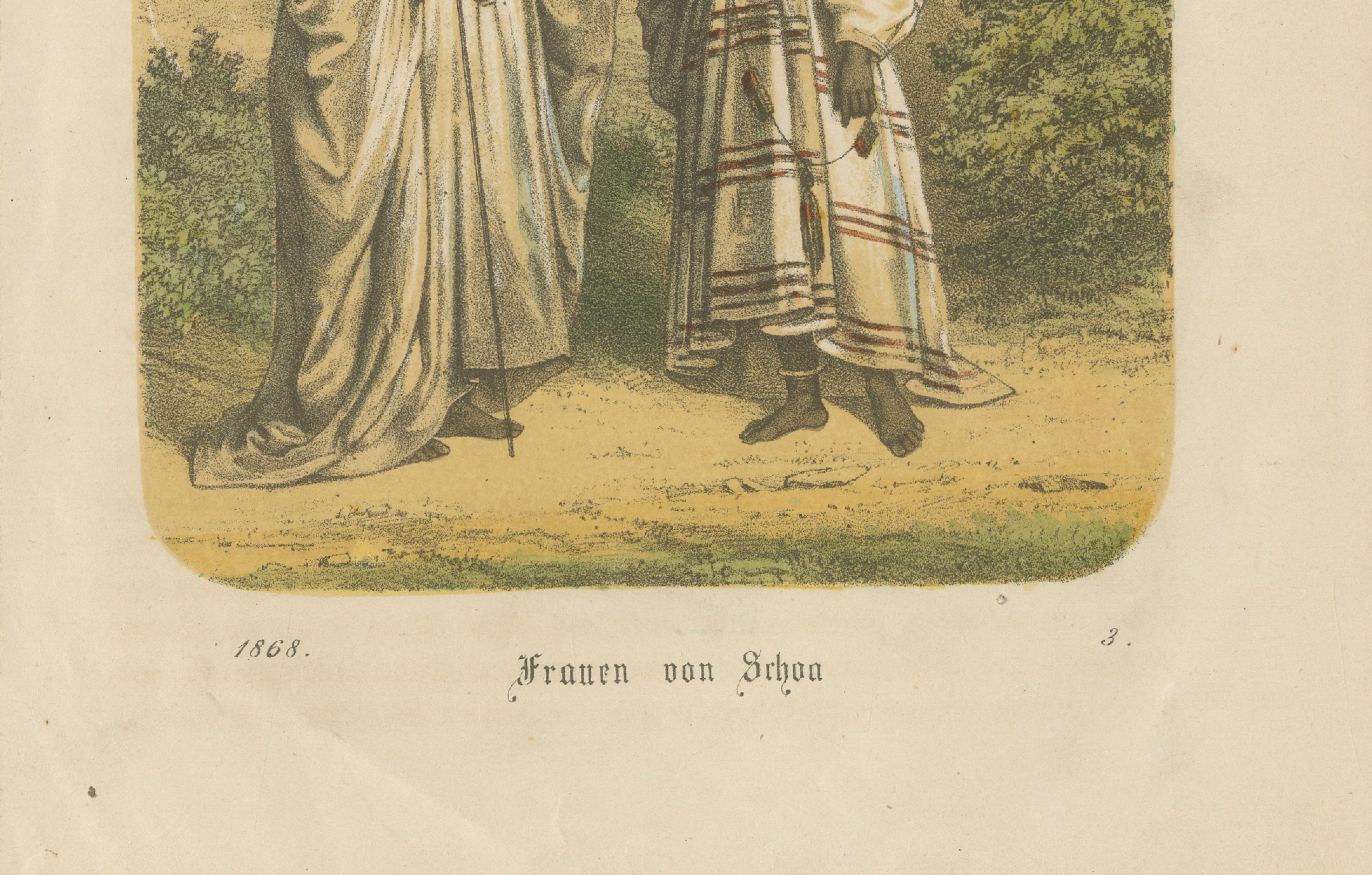 Women of Shoa (Ethiopia) – Antique Ethnographic Costume Print, 1868