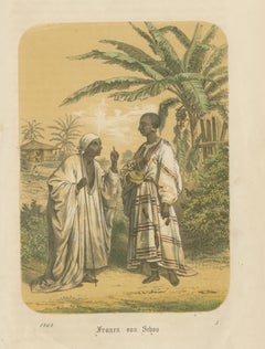 Donne della Shoa (Etiopia) - Stampa etnografica antica in costume, 1868