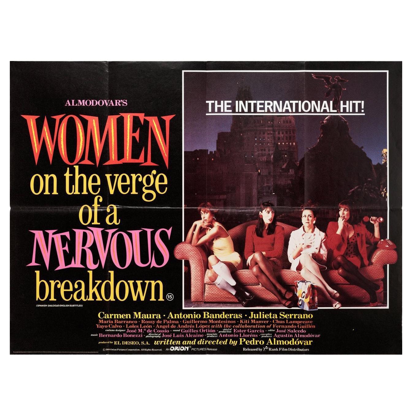 Women on the Verge of a Nervous Breakdown 1988 British Quad Film Poster