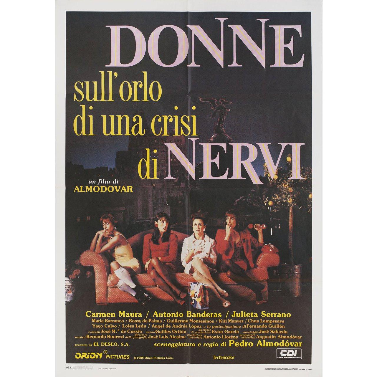 Women on the Verge of a Nervous Breakdown 1988 Italian Due Fogli Film Poster In Good Condition In New York, NY