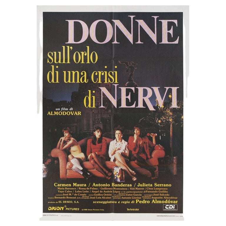 Women on the Verge of a Nervous Breakdown 1988 Italian Due Fogli Film Poster For Sale at 1stDibs