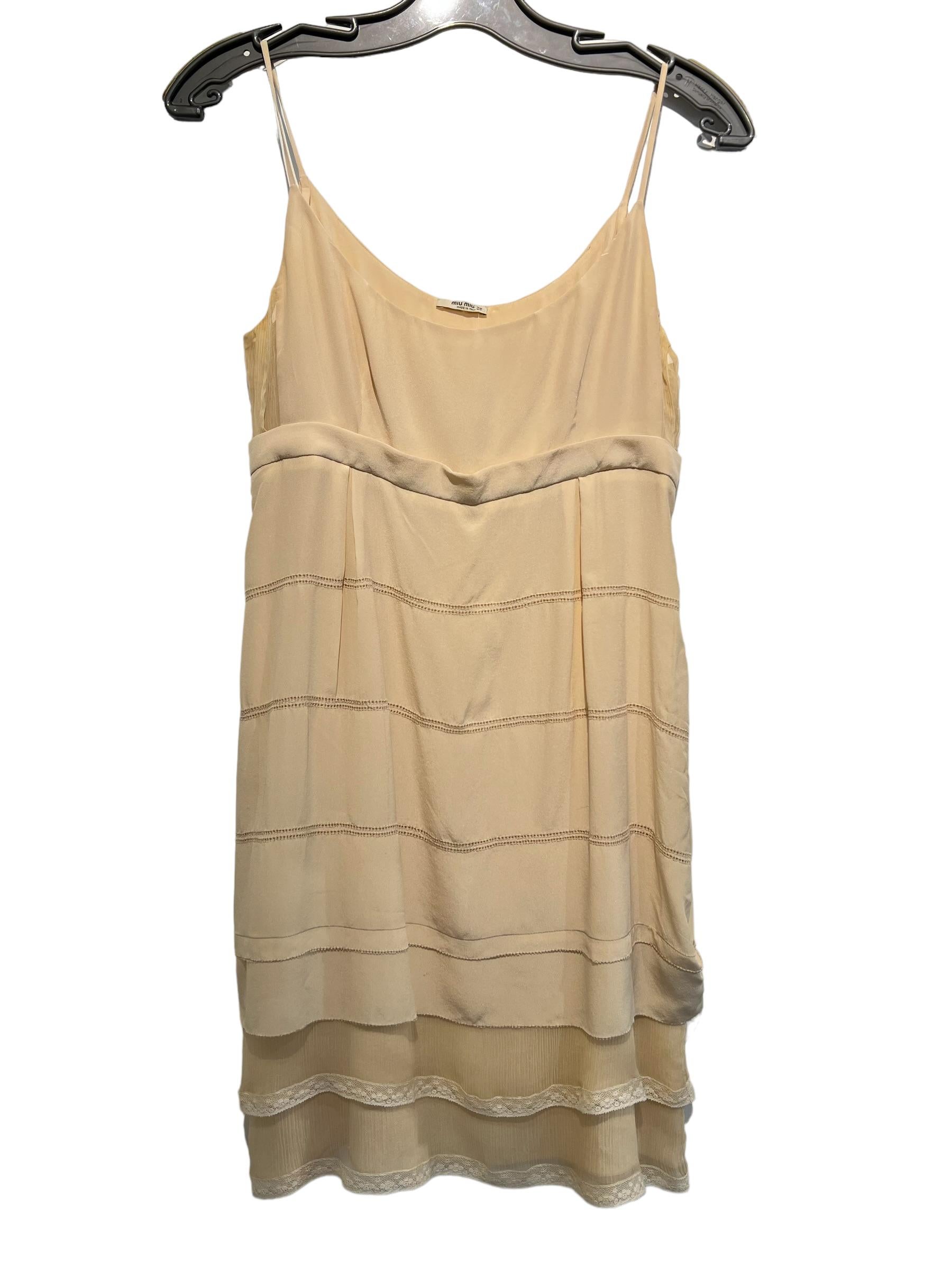 Women's Women´s Beige Miu Miu Sleeveless Dress Size 38