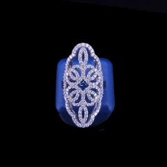 Women White Gold with Sapphire & Diamond Ring