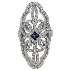 Women White Gold with Sapphire & Diamond Ring