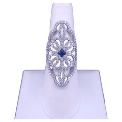 Women White Gold with Sapphire & Diamond Ring