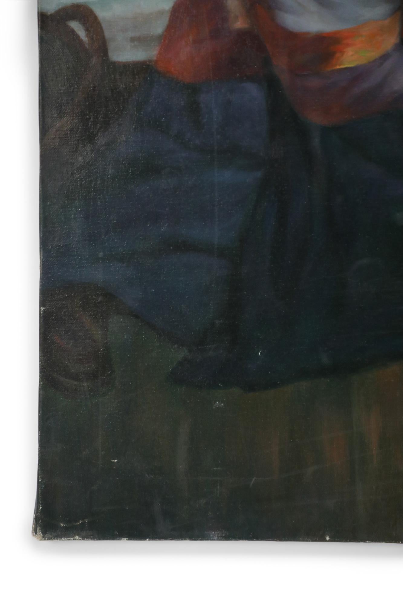 Donna con pietre Pittura a olio su tela in vendita 1