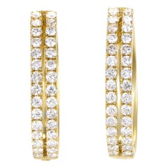 Women
s 14 Karat Gold 2-Row Diamond Oval Hoop Earrings AER-12696Y