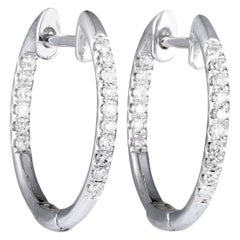 womens diamond hoop earrings Women
s 14 Karat White Gold Diamond Pave Hoop Earrings AER-11677W