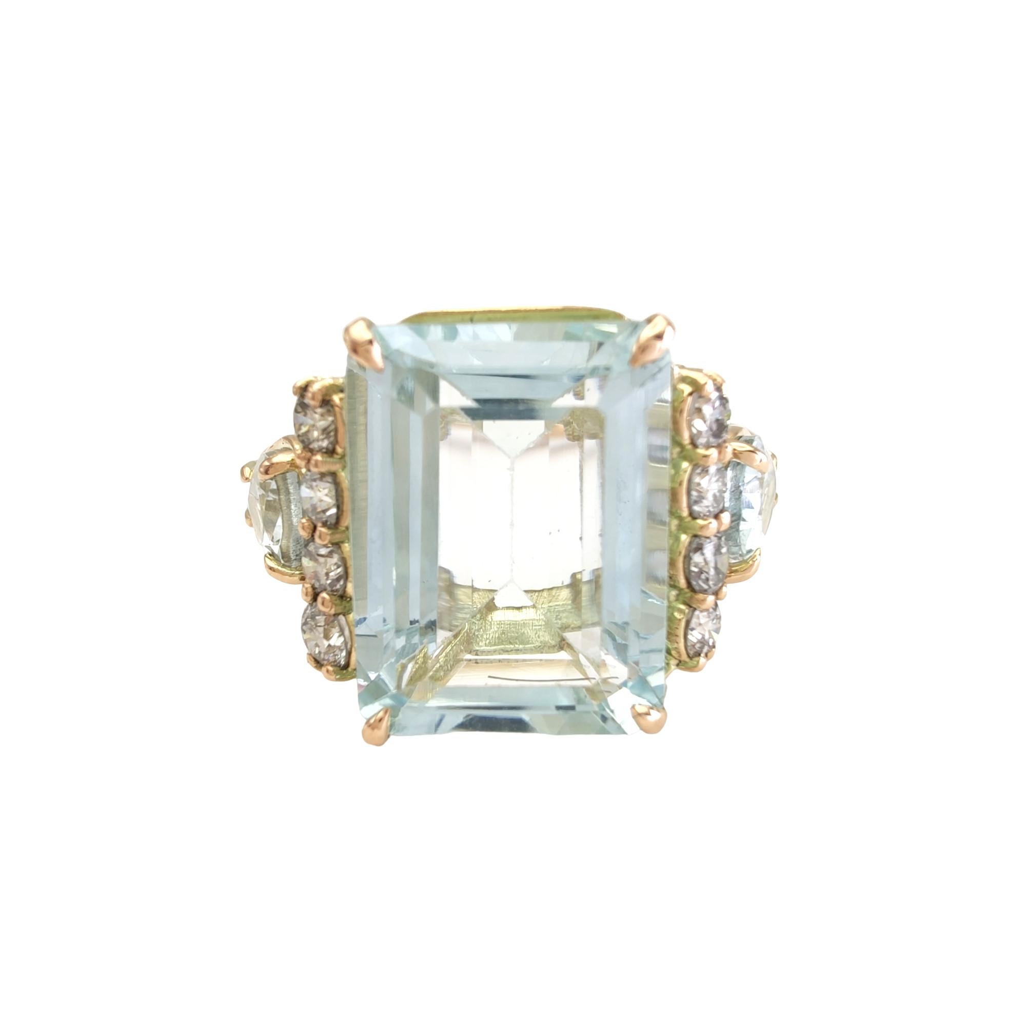 Women's 14K Gold Ring Aquamarine and Diamonds Perfect for Proposals Engagements 4