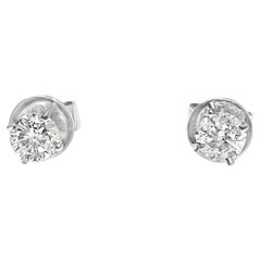 Womens 14k White Gold & 0.42ct Diamond Push Back Studs