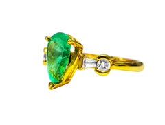 Womens 14K Yellow Gold, 2.30CT Diamond & Emerald Ring