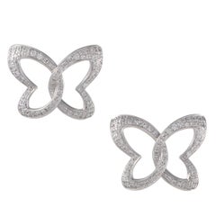 Women’s 18 Karat White Gold Diamond Butterfly Stud Earrings