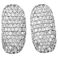 Women's 18 Karat White Gold Diamond Pave Huggie Earrings CED8946