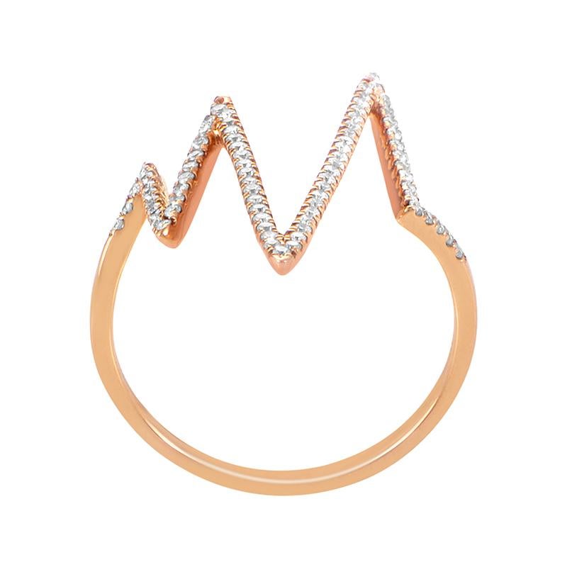 Featuring offbeat, attractive design, this ring will complement wonderfully any stylish look; it?s made of gorgeous 18K rose gold and set with 0.27ct of sparkly diamonds.
