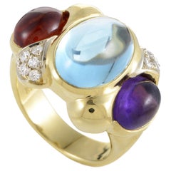 Women
s 18 Karat Yellow Gold Diamond and Multi-Gemstone Band Ring