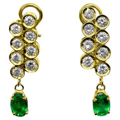 Damen Ohrhänger mit 3,50 Karat Diamant & Smaragd