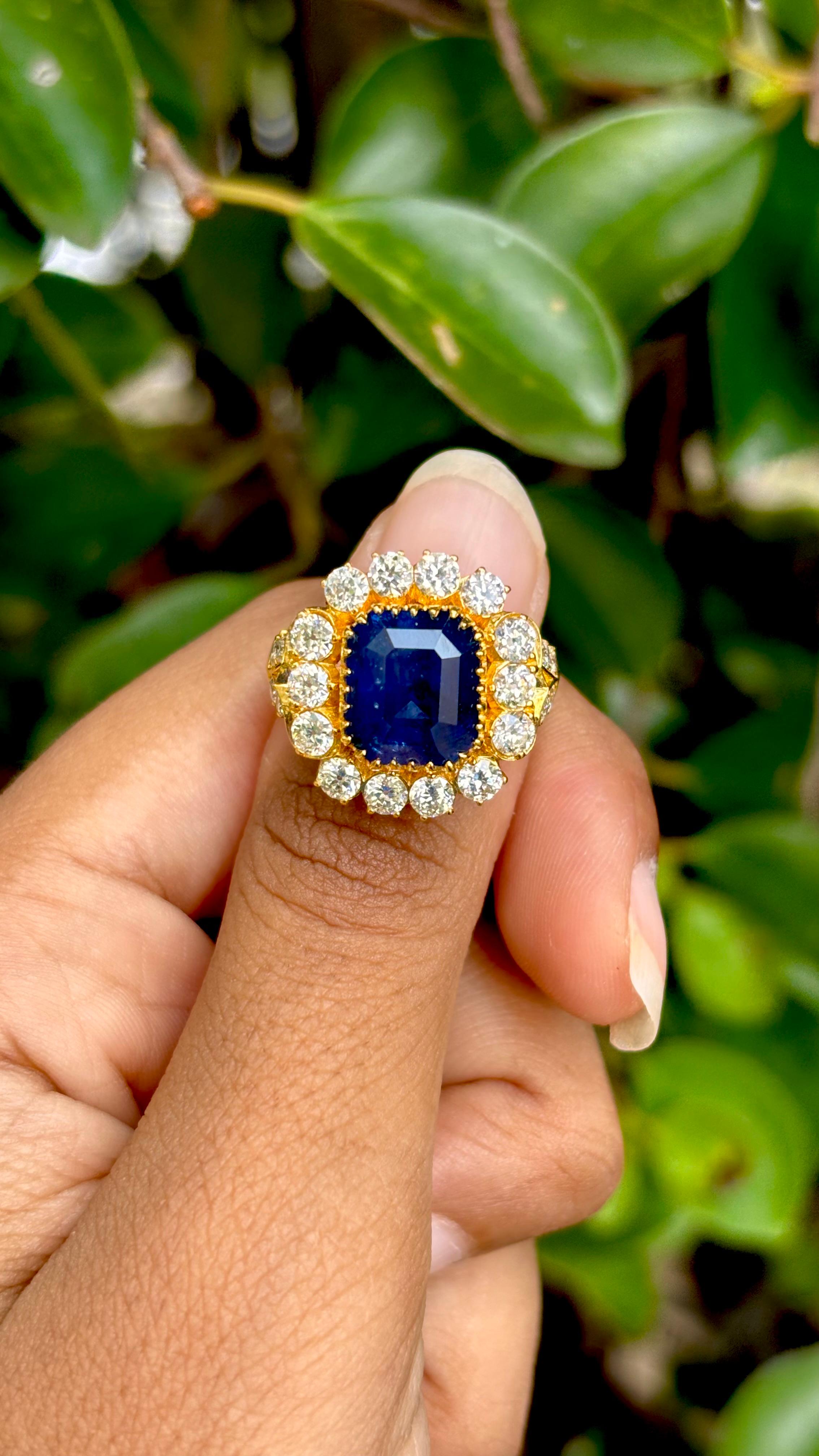 Presenting this extraordinary Sapphire Ring that represents the jewellery from a bygone era that is bound to leave you in awe. This remarkable piece of jewelry features an exceptional 5.28 Carat Sapphire, making it a true rarity that is not easily