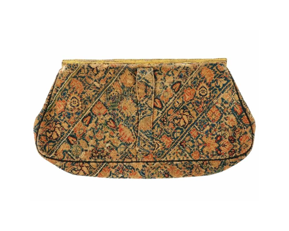 Unknown Womens Bag Covered In Antique Persian Style Tapestry For Sale