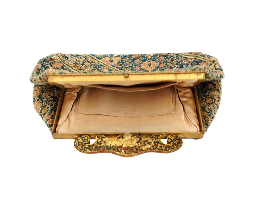 Womens Bag Covered In Antique Persian Style Tapestry In Good Condition For Sale In New York, NY