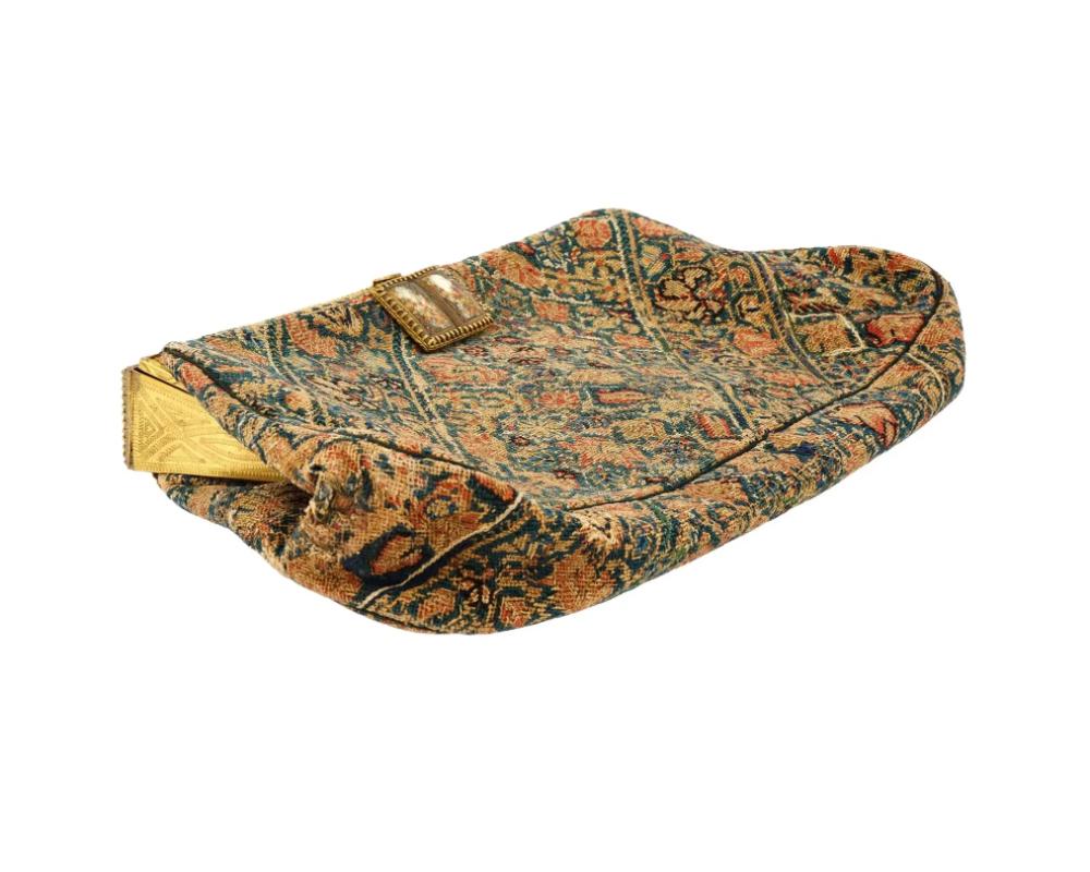 Womens Bag Covered In Antique Persian Style Tapestry In Good Condition For Sale In New York, NY