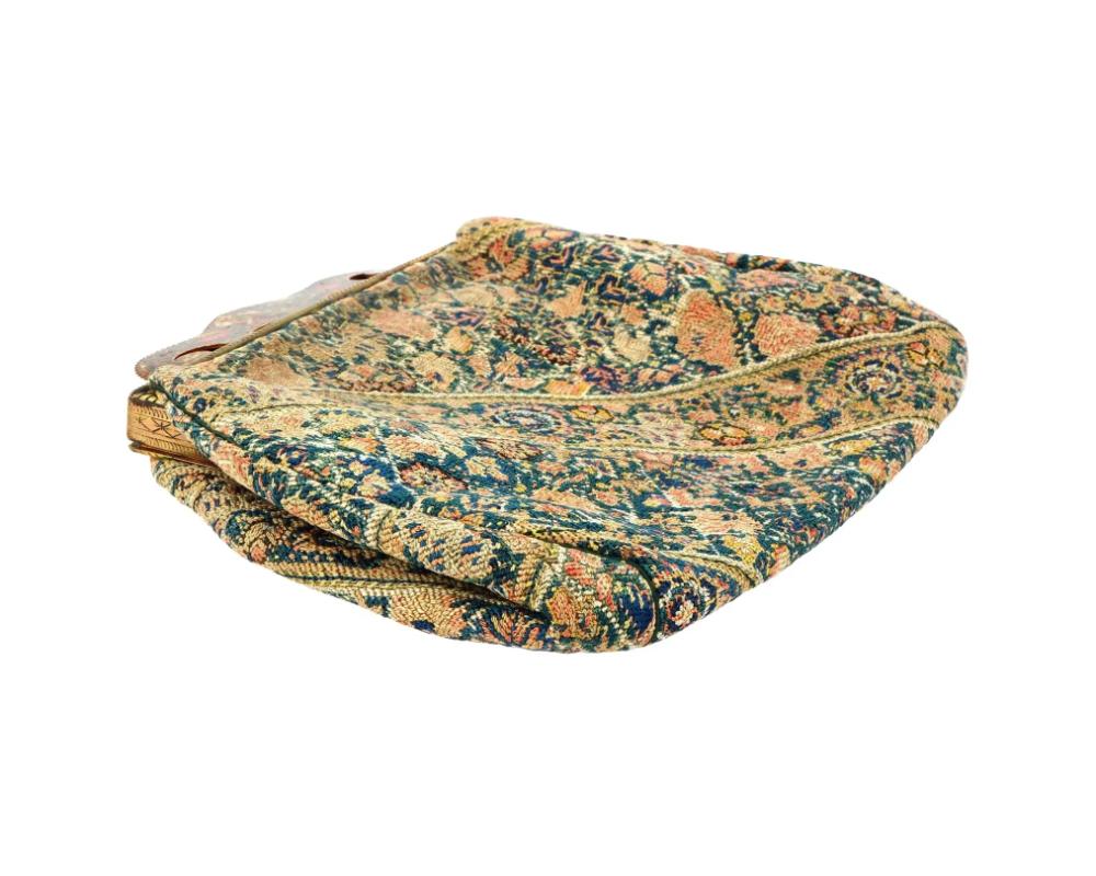 18th Century and Earlier Womens Bag Covered In Antique Persian Style Tapestry For Sale