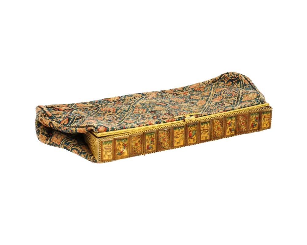 Textile Womens Bag Covered In Antique Persian Style Tapestry For Sale
