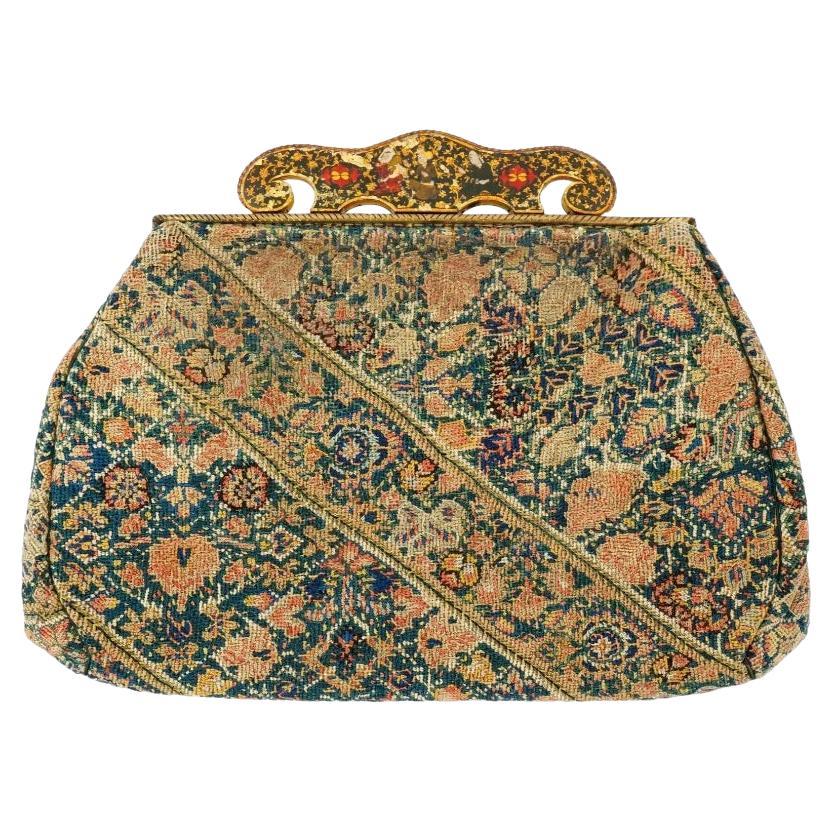 Womens Bag Covered In Antique Persian Style Tapestry